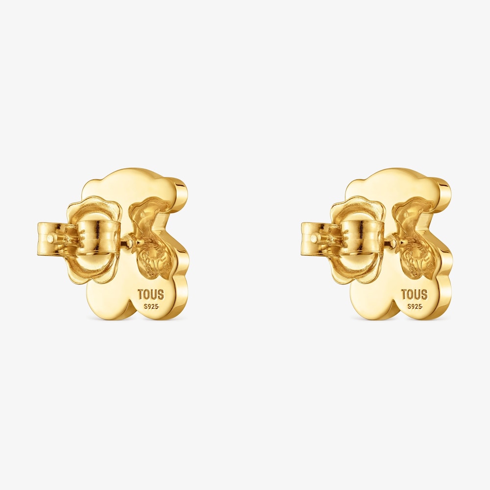 Pendientes oso con ba&ntilde;o de oro 18 kt sobre plata 12 mm Sweet Dolls