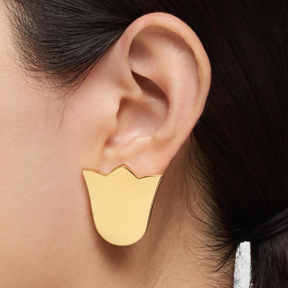 Pendientes tulipa con baño de oro 18 kt sobre plata 29 mm Sweet Dolls image number 5