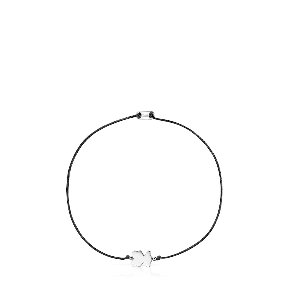 Silver and nylon Bracelet with bear charm Sweet Dolls image number 1