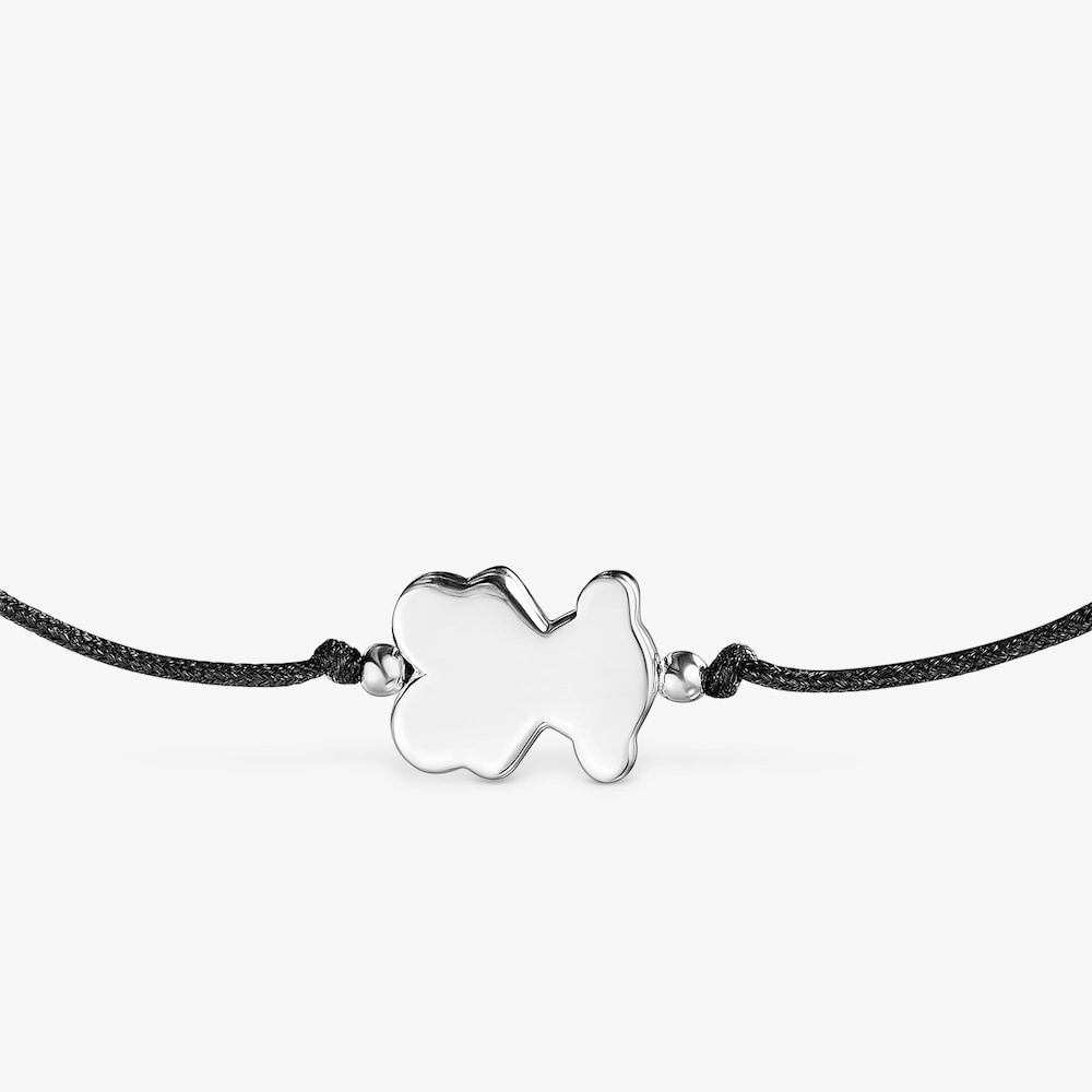 Bransoletka ze srebra i nylonu z charmsem w kształcie misia Sweet Dolls.