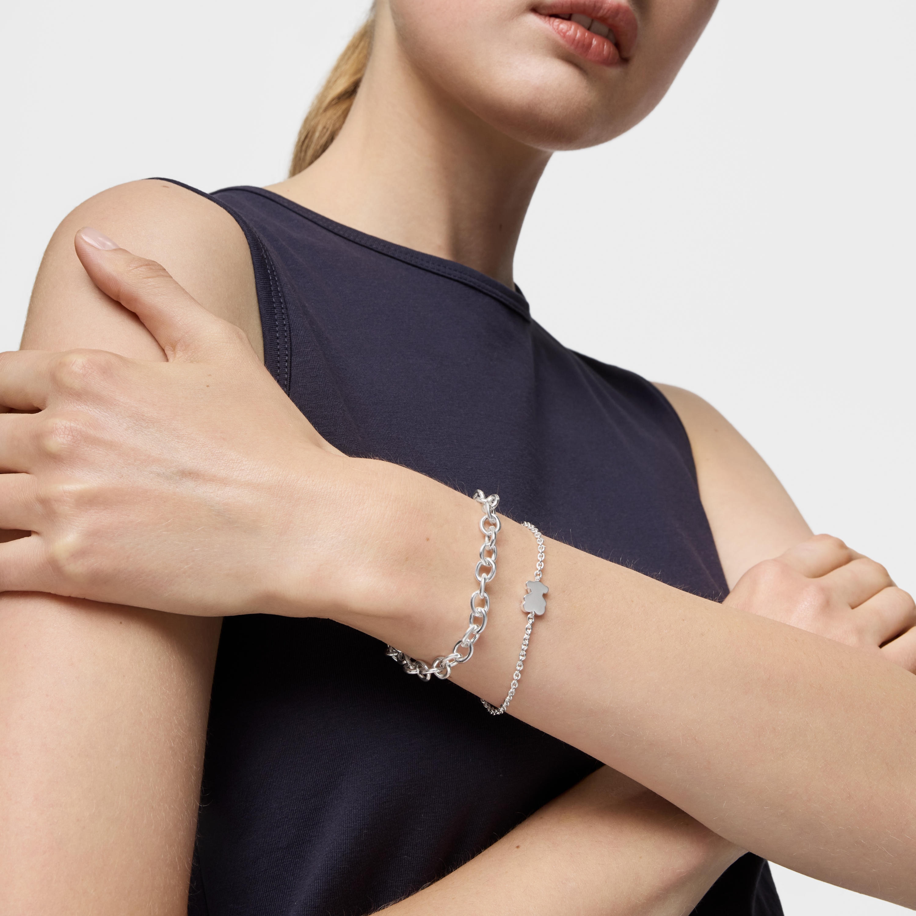 Silver Chain bracelet and silver bear charm Sweet Dolls