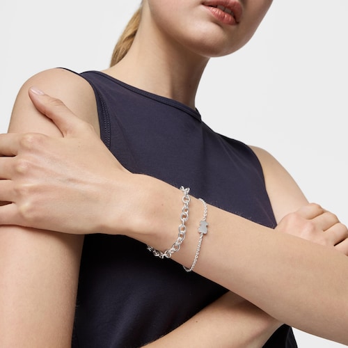 Silver Chain bracelet and silver bear charm Sweet Dolls