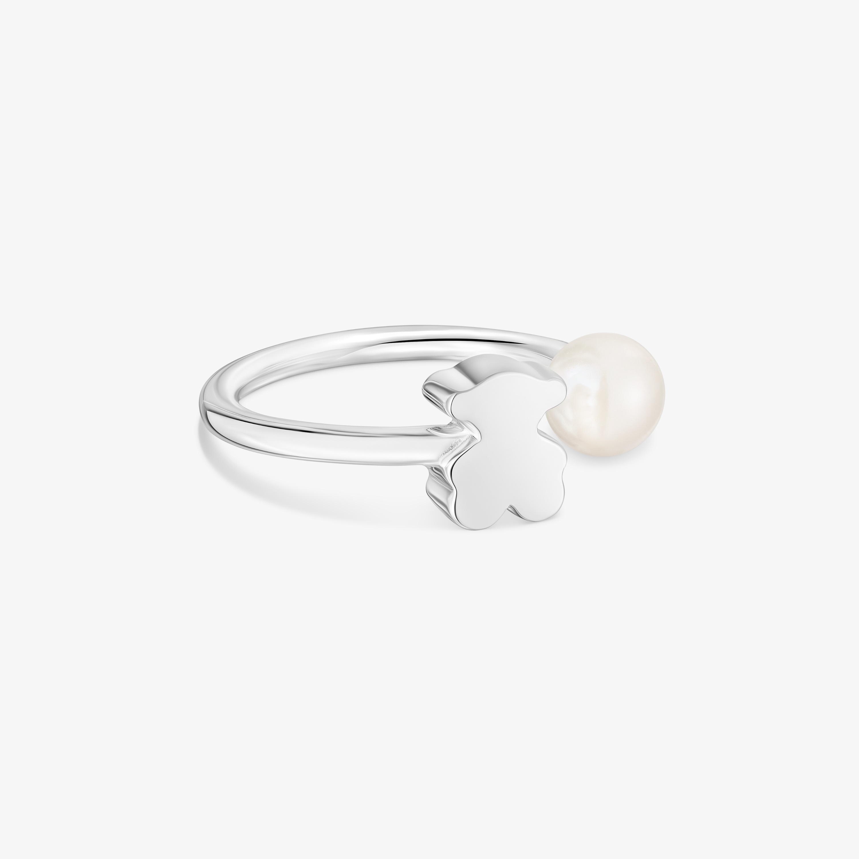 Silver Open ring with cultured pearl Sweet Dolls