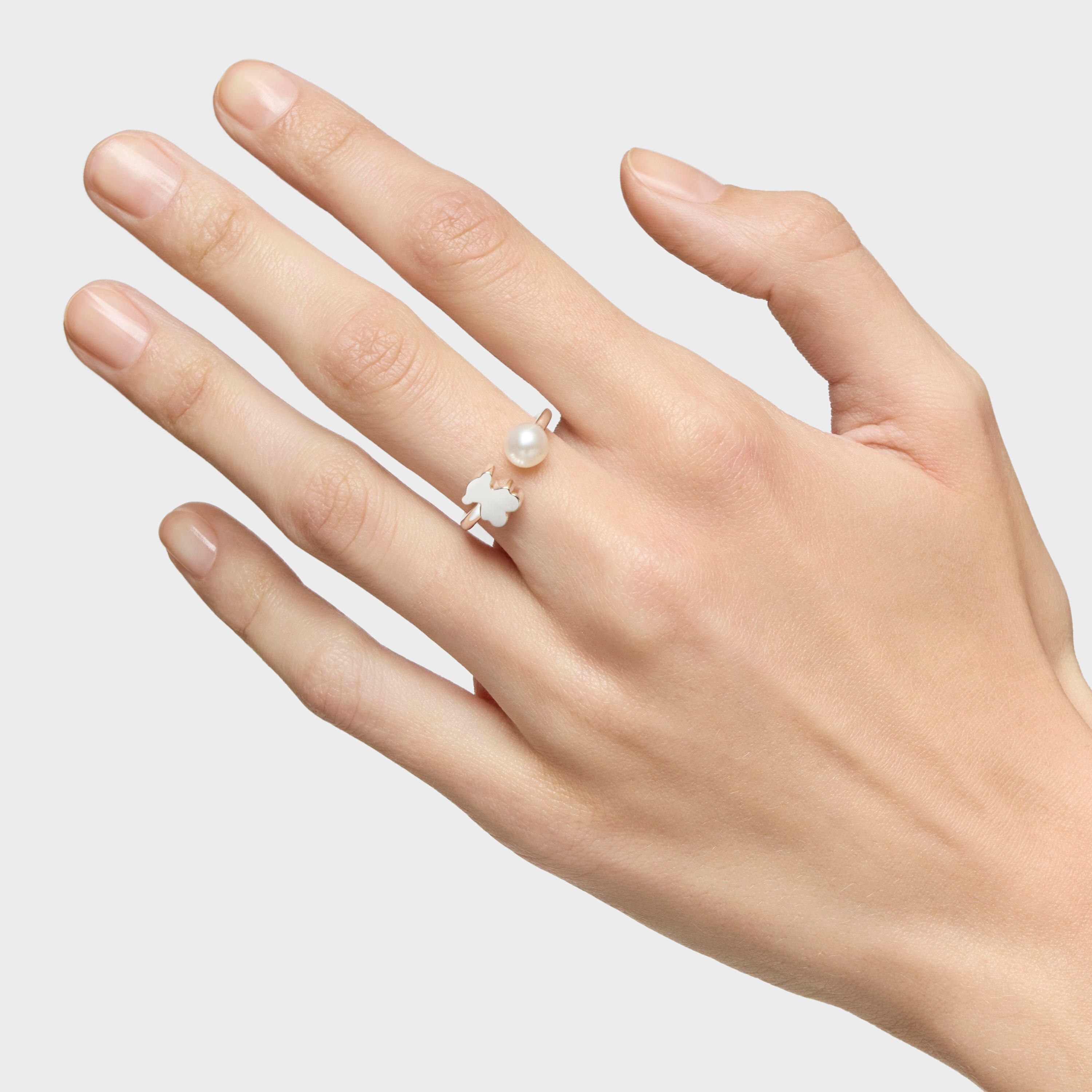Silver Open ring with cultured pearl Sweet Dolls