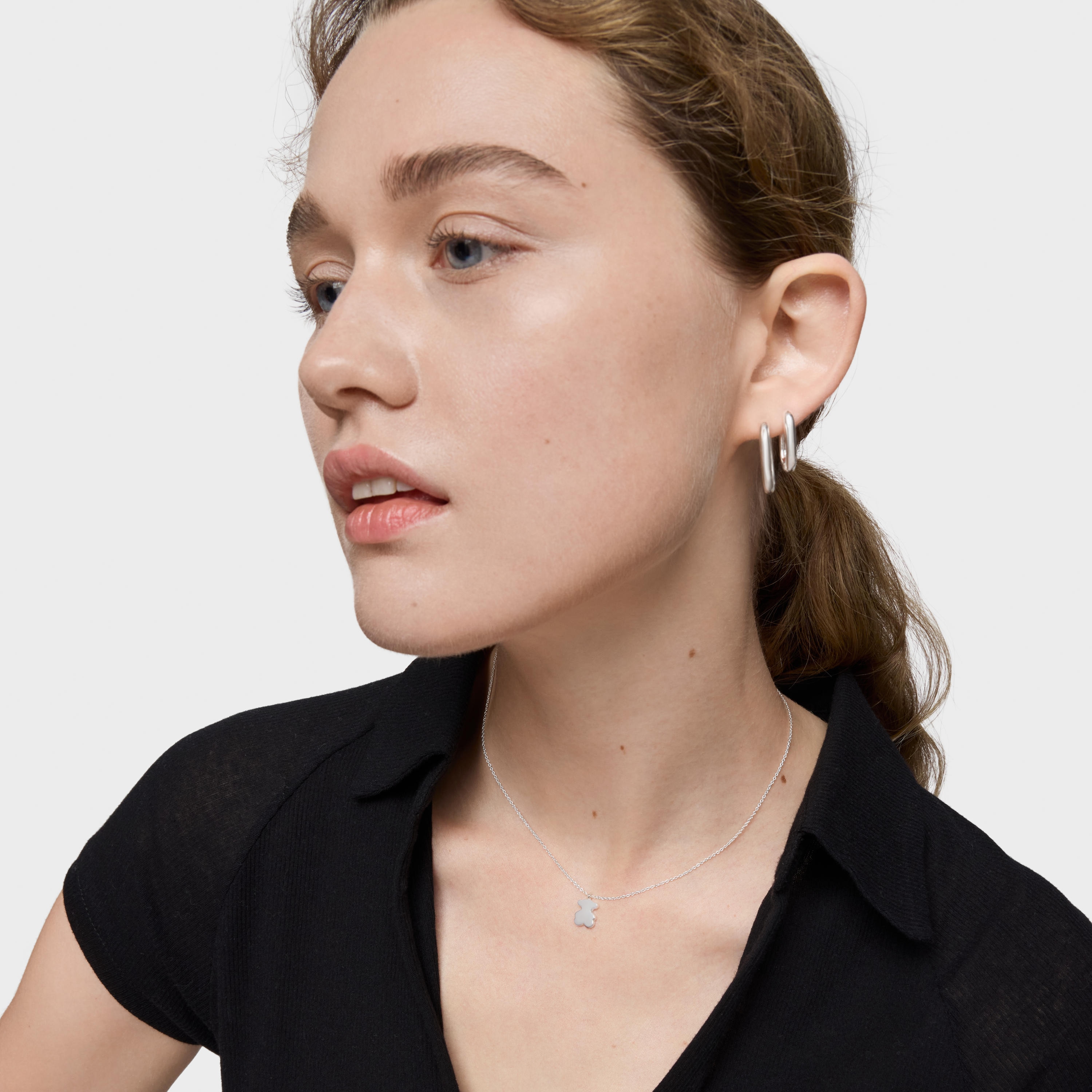Collar corto de plata y motivo oso Sweet Dolls