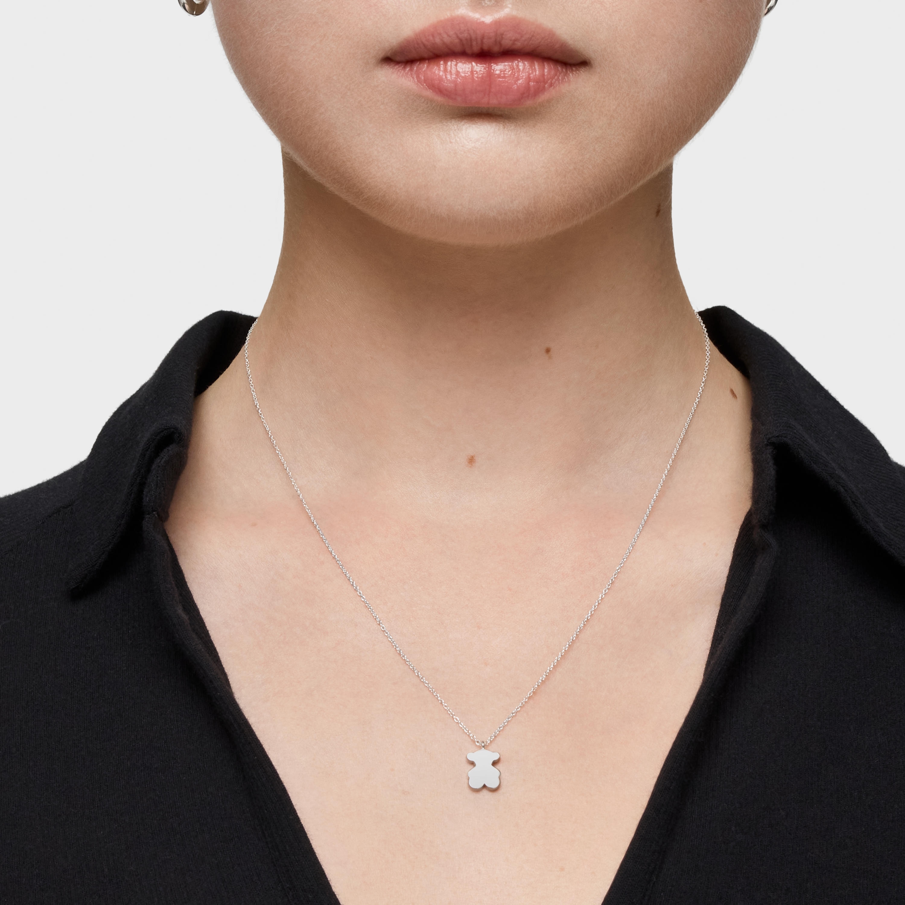 Collar corto de plata y motivo oso Sweet Dolls