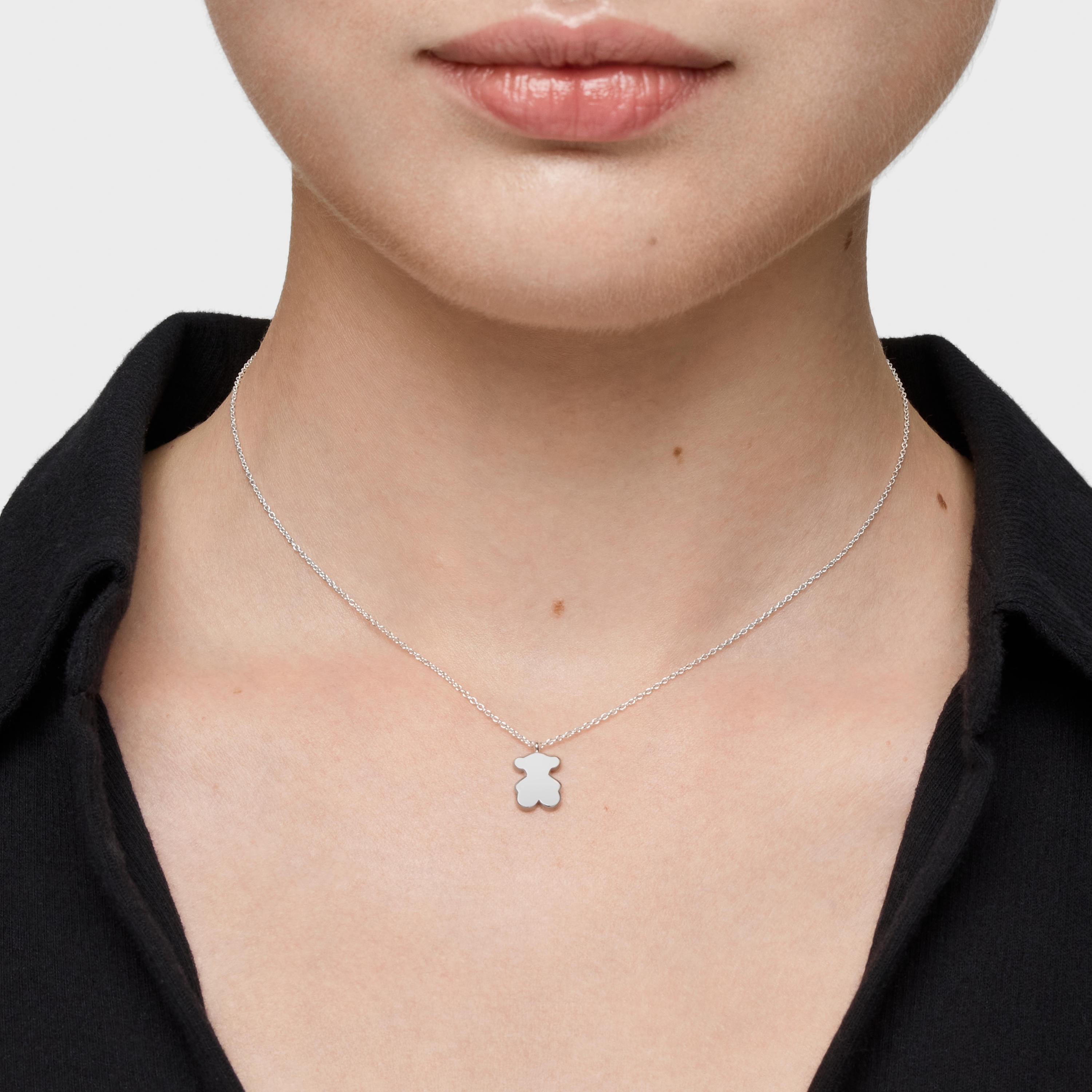 Collar corto de plata y motivo oso Sweet Dolls
