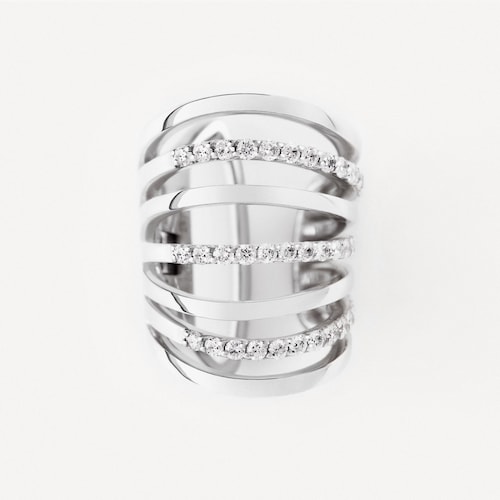 Záušnica s tromi prúžkami z bieleho zlata a diamantov TOUS ATELIER