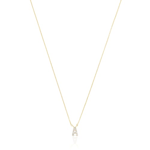 Collar corto de oro y 0,05 ct de diamantes letra A Alphabet