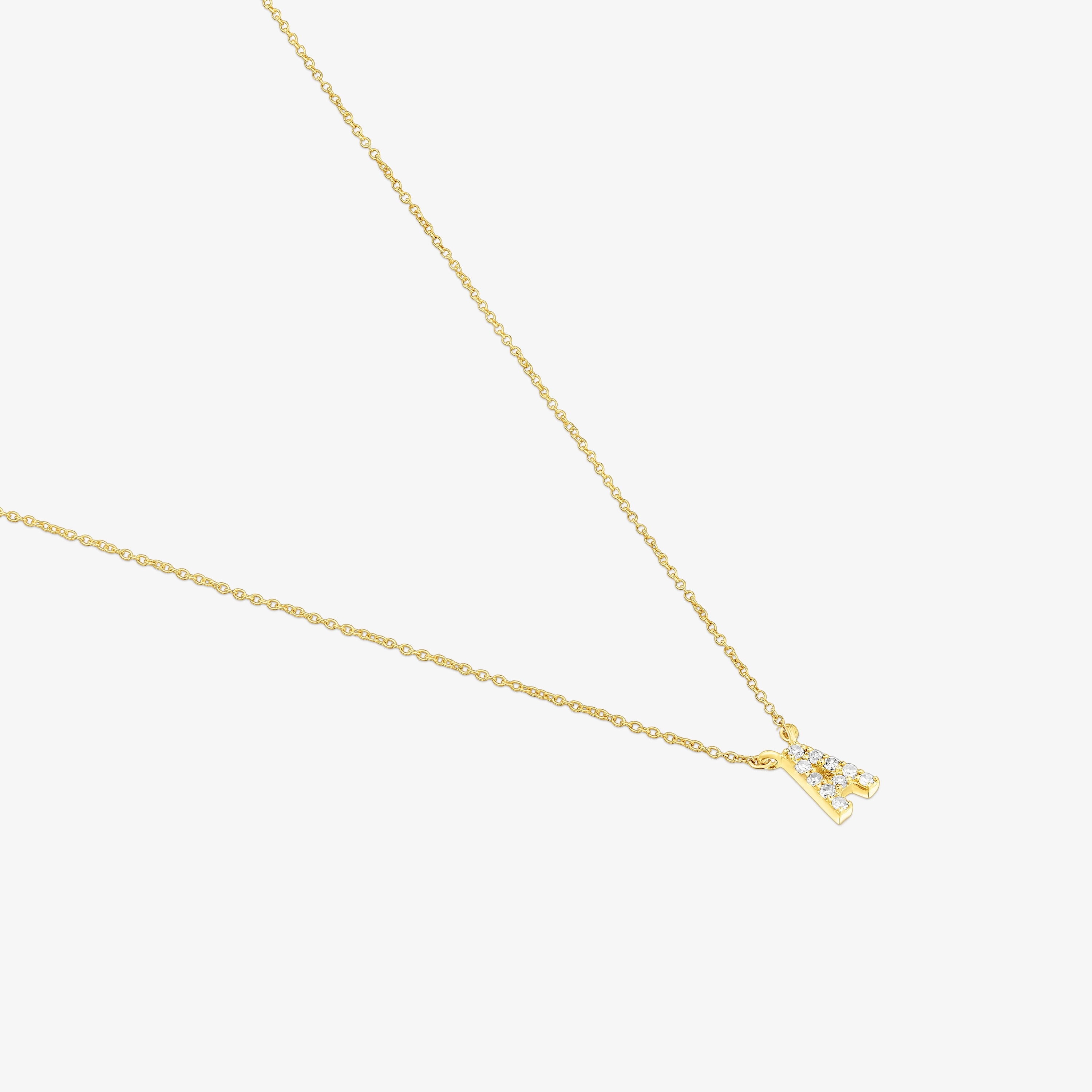 Short 18K solid gold letter A Necklace with 0.05 ct diamonds Alphabet