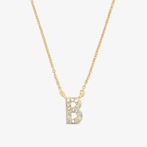 Kr&oacute;tki naszyjnik ze złota z literą B i diamentami 0,05&nbsp;ct Alphabet