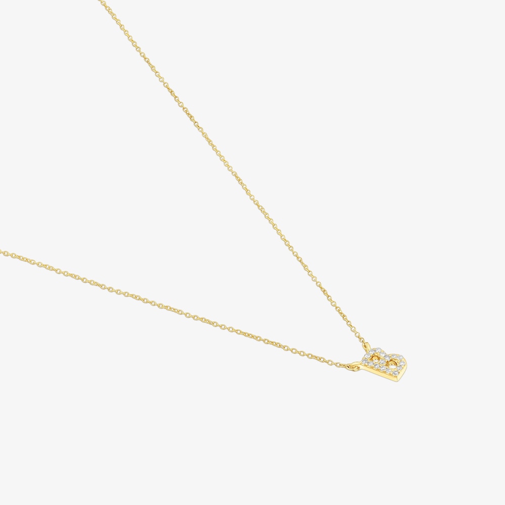 Kr&oacute;tki naszyjnik ze złota z literą B i diamentami 0,05&nbsp;ct Alphabet