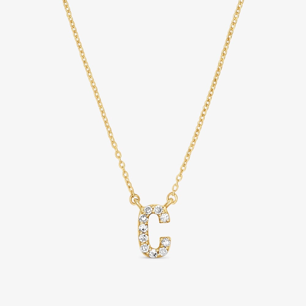 Collana corta in oro e diamanti da 0,05&nbsp;ct lettera C Alphabet