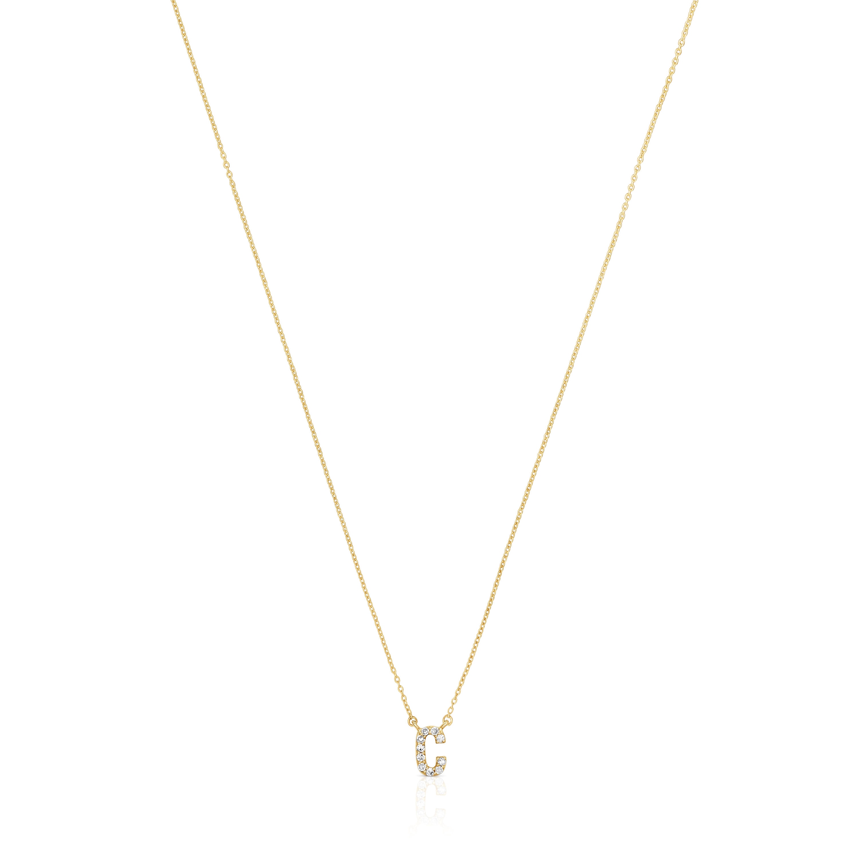 Collar corto de oro y 0,05 ct de diamantes letra C Alphabet