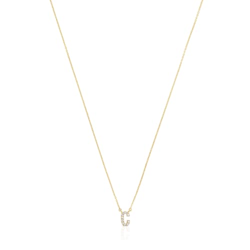 Collar corto de oro y 0,05 ct de diamantes letra C Alphabet