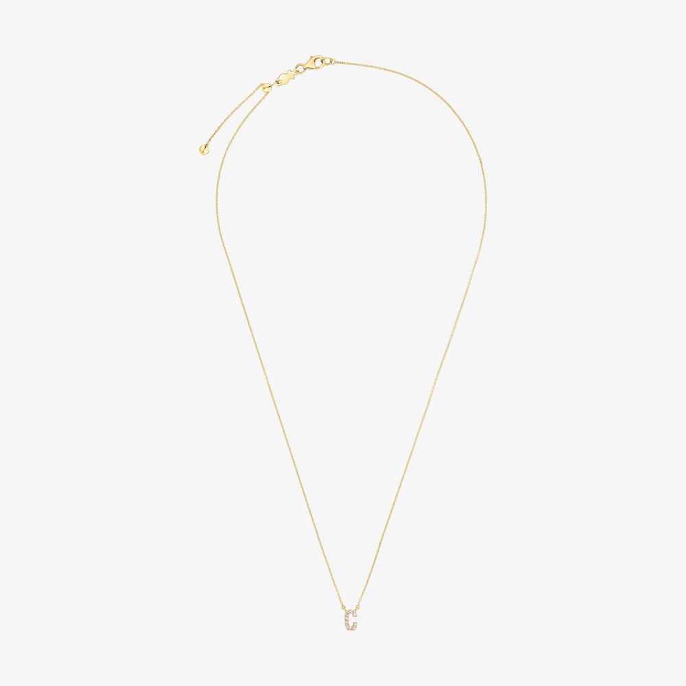 Collana corta in oro e diamanti da 0,05&nbsp;ct lettera C Alphabet