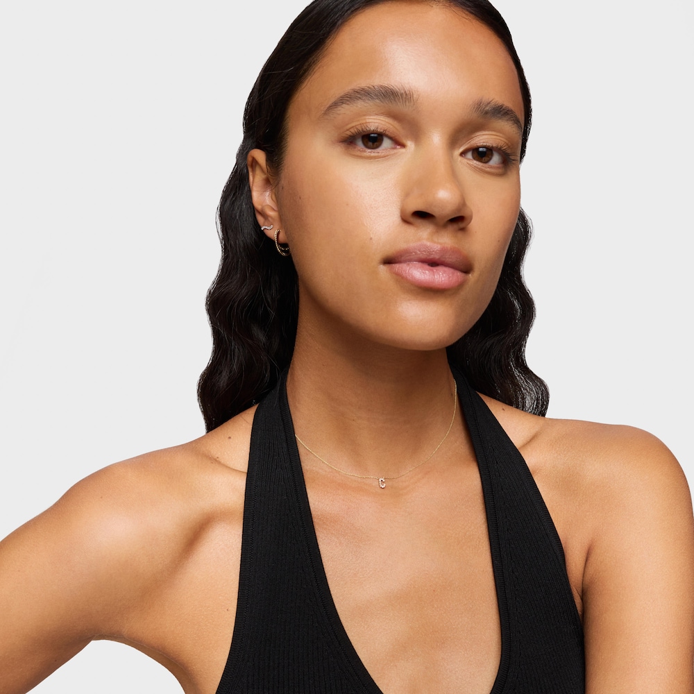 Collana corta in oro e diamanti da 0,05&nbsp;ct lettera C Alphabet