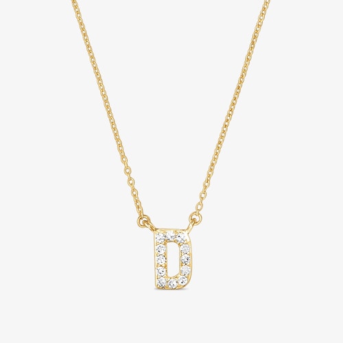 Kr&aacute;tk&yacute; zlat&yacute; N&aacute;hrdeln&iacute;k Alphabet s&nbsp;p&iacute;smenem D a diamanty o&nbsp;hmotnosti 0,05&nbsp;kar&aacute;tu