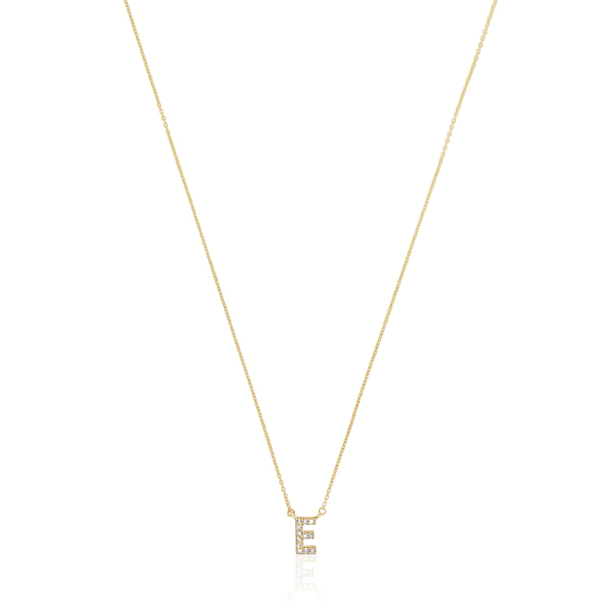 Collar corto de oro y 0,05 ct de diamantes letra E Alphabet