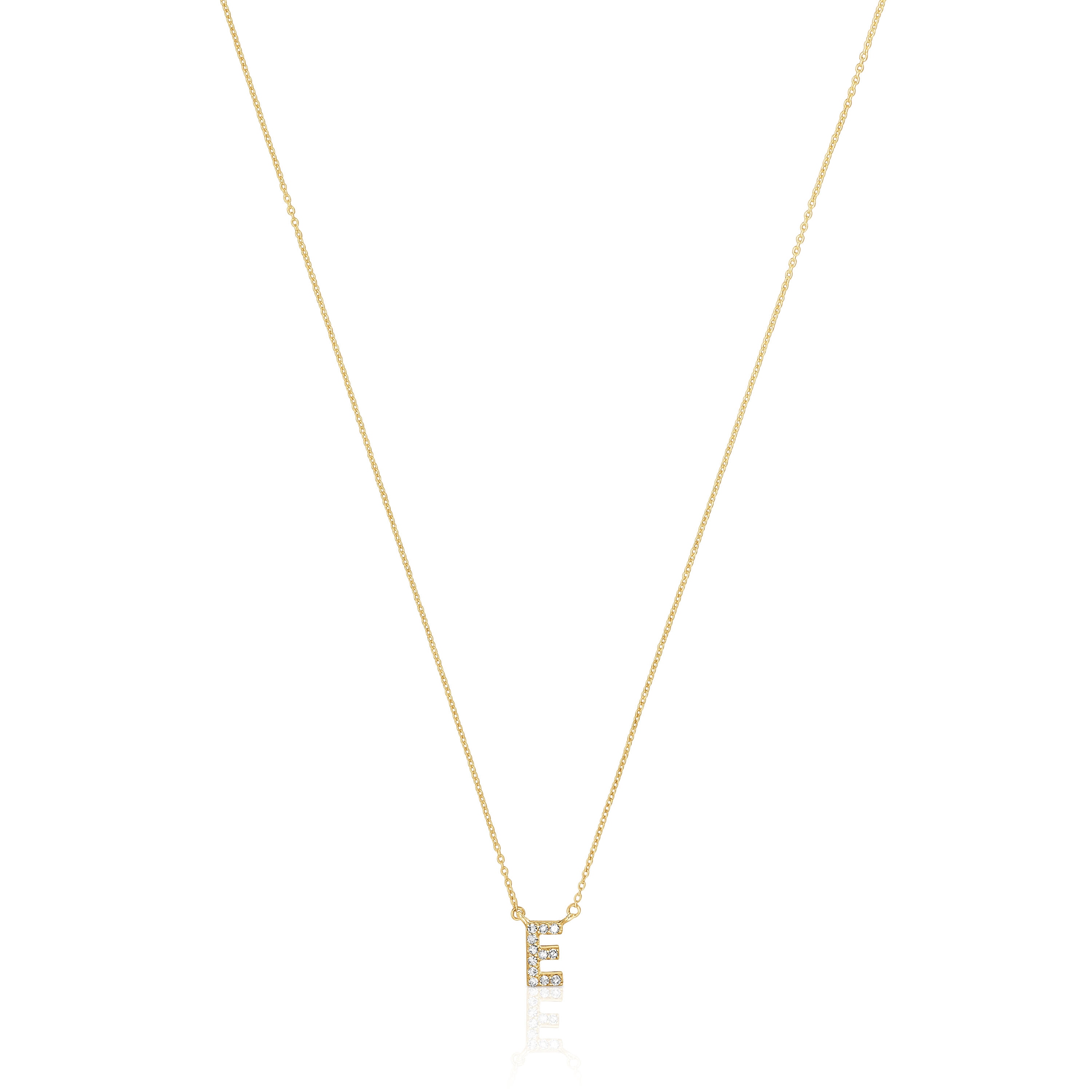 Collar corto de oro y 0,05 ct de diamantes letra E Alphabet