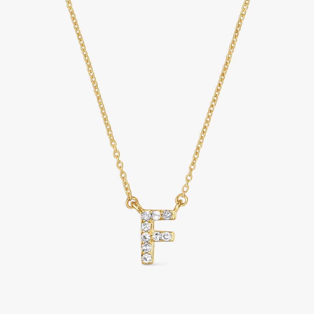 Collier en or et 0,05&nbsp;ct de diamants lettre&nbsp;F court Alphabet