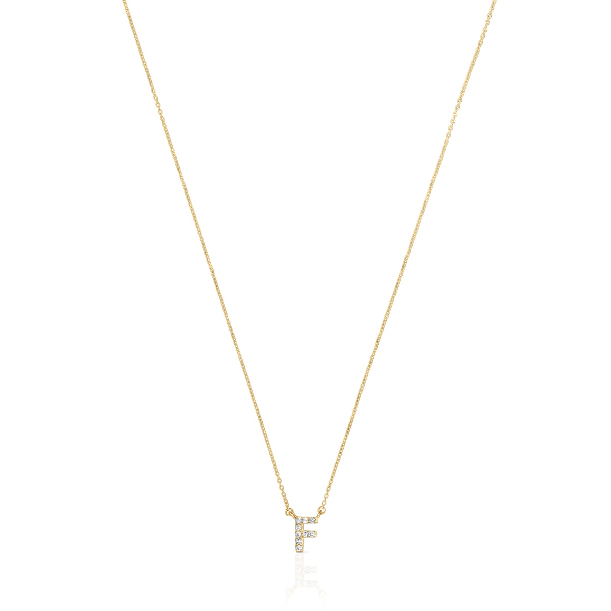 Short gold letter F Necklace with 0,05 ct diamonds Alphabet