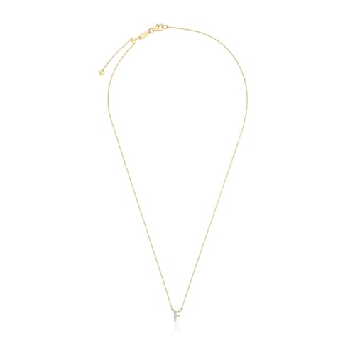 Collar corto de oro y 0,05 ct de diamantes letra F Alphabet