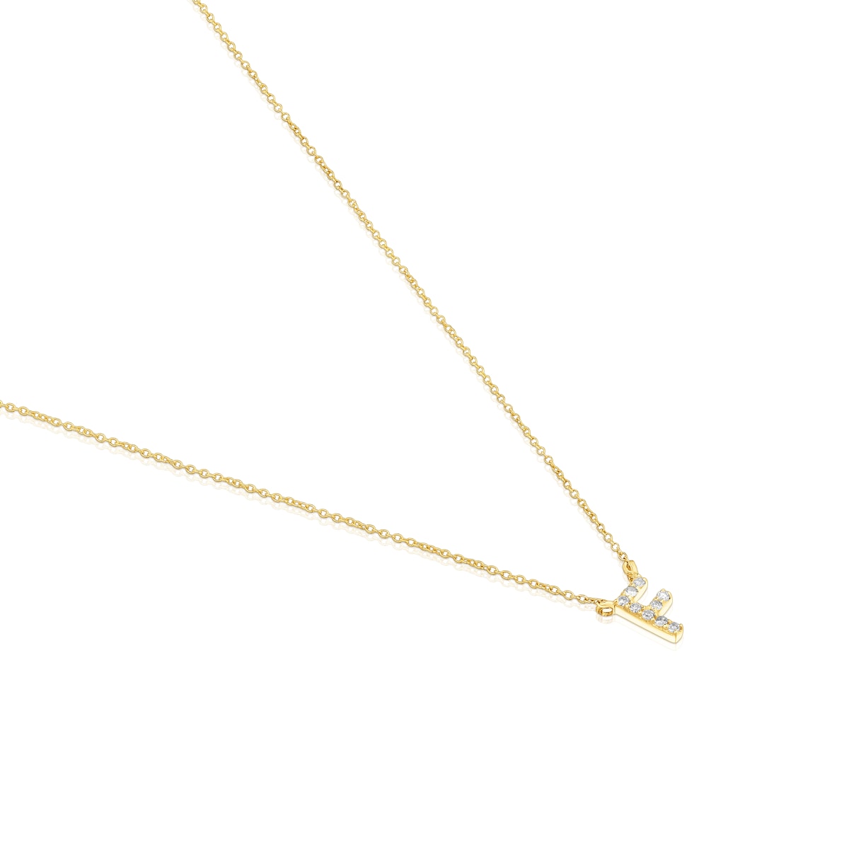 Short gold letter F Necklace with 0,05 ct diamonds Alphabet
