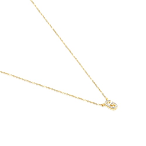 Collar corto de oro y 0,05 ct de diamantes letra G Alphabet