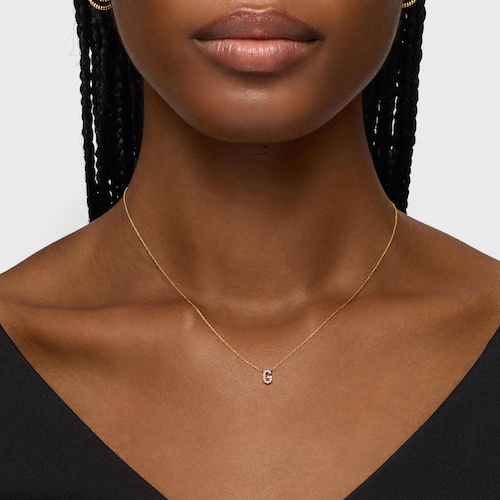 Collar corto de oro y 0,05 ct de diamantes letra G Alphabet
