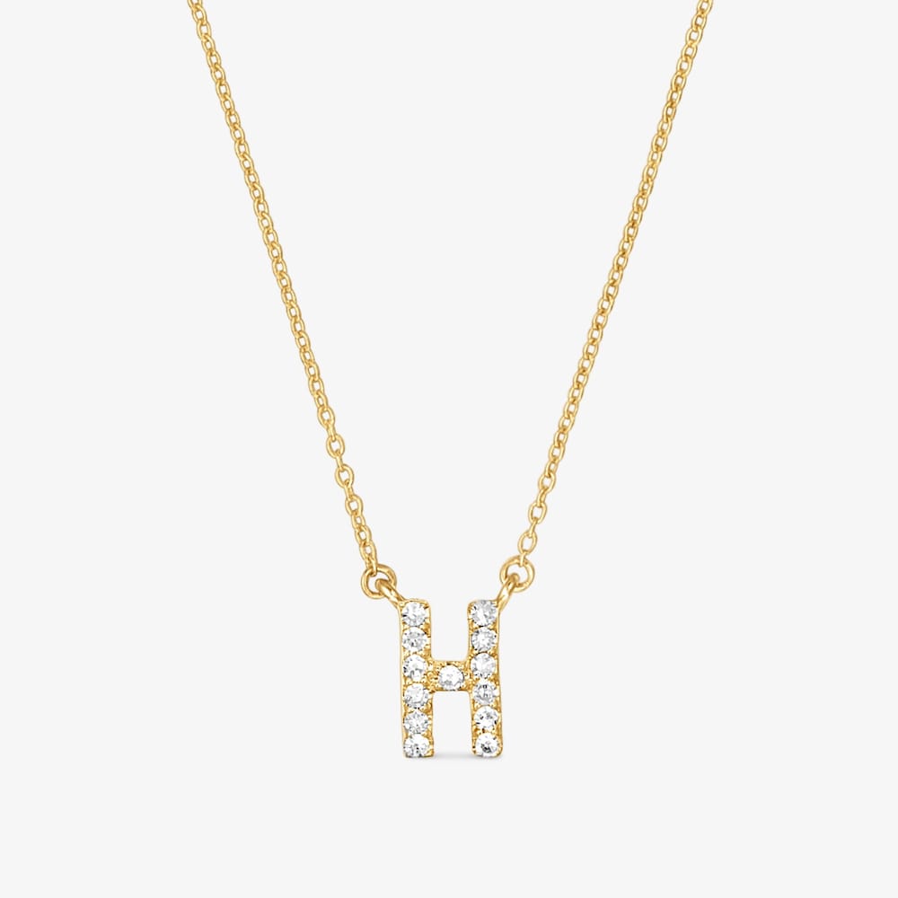 Kr&aacute;tky zlat&yacute; N&aacute;hrdeln&iacute;k s&nbsp;p&iacute;smenom H s&nbsp;0,05&nbsp;kt diamantmi Alphabet