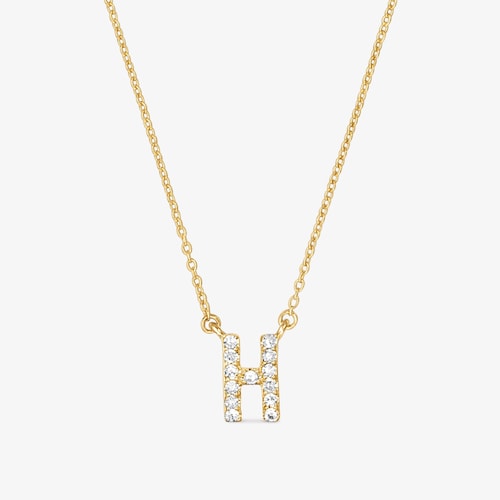 Collaret curt d'or i 0,05 ct de diamants lletra H Alphabet