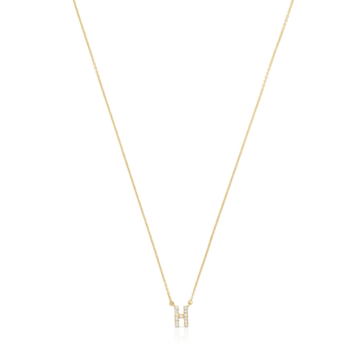 Short gold letter H Necklace with 0,05 ct diamonds Alphabet