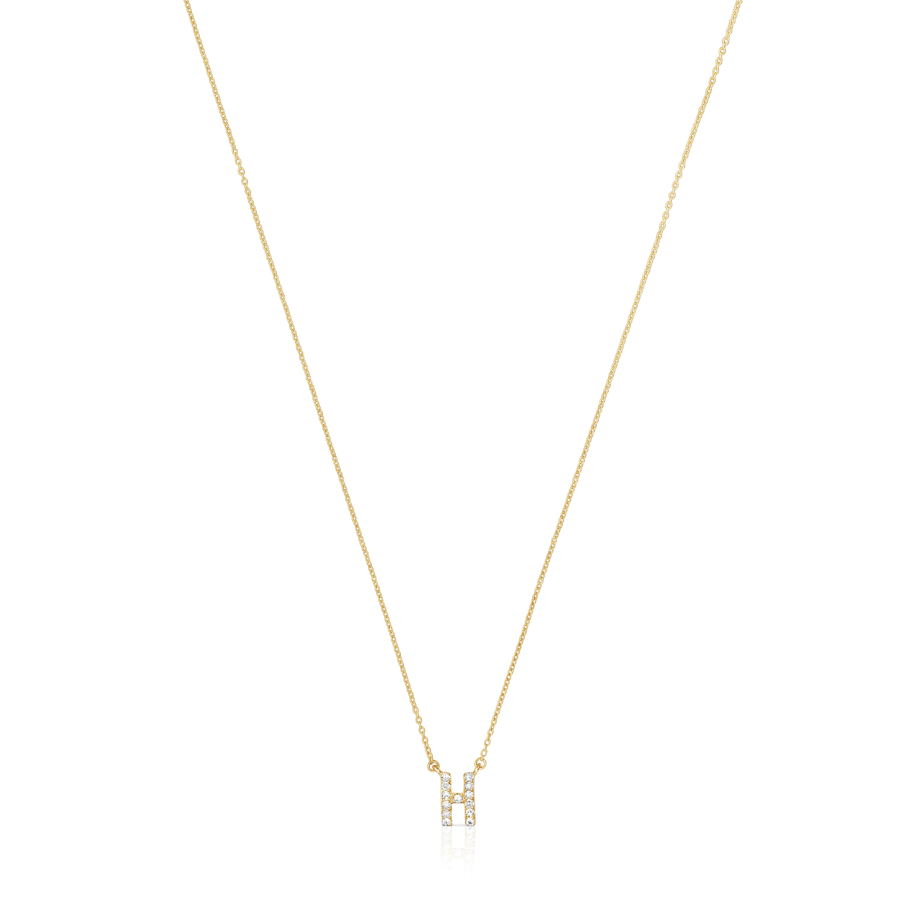 Short gold letter H Necklace with 0,05 ct diamonds Alphabet