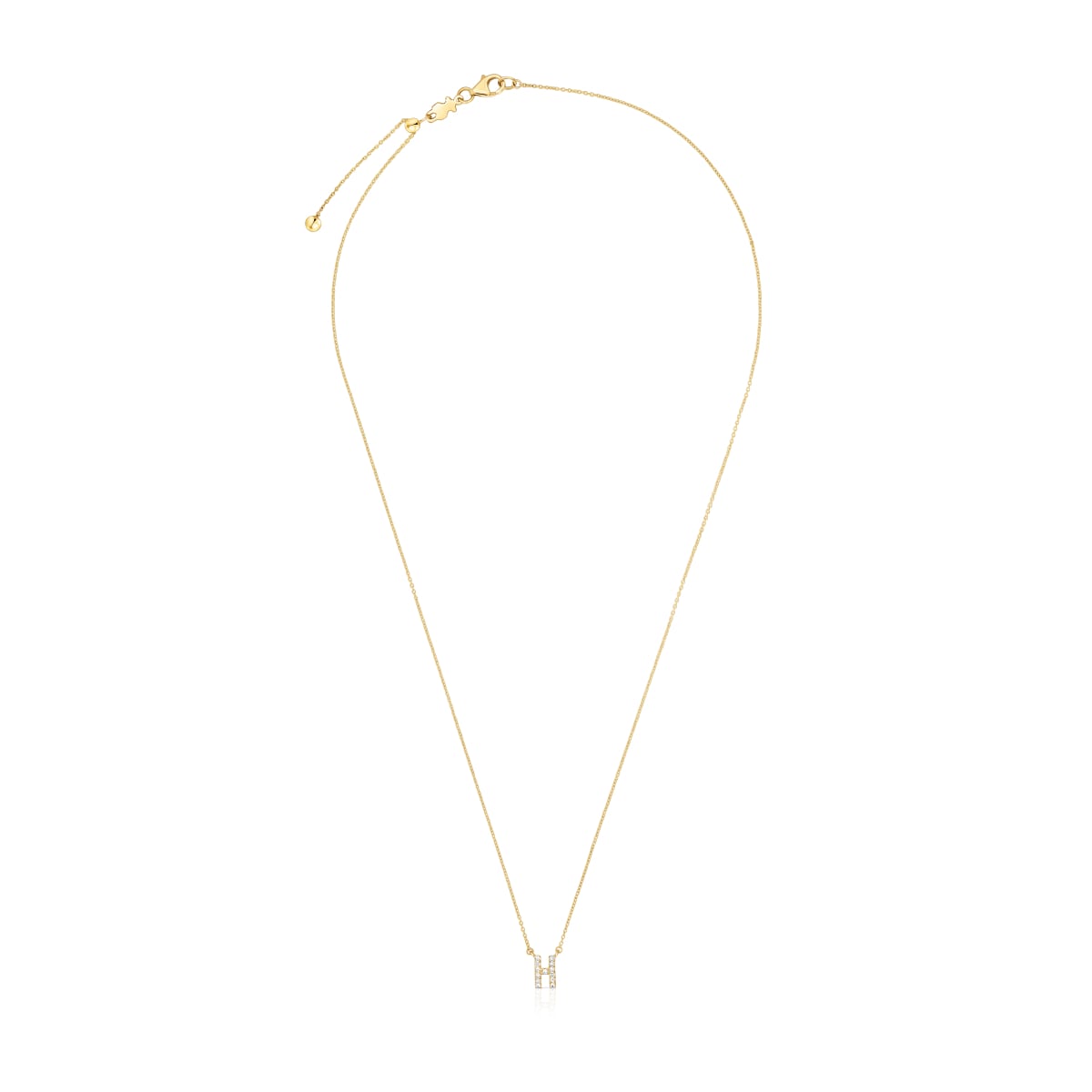 Short gold letter H Necklace with 0,05 ct diamonds Alphabet
