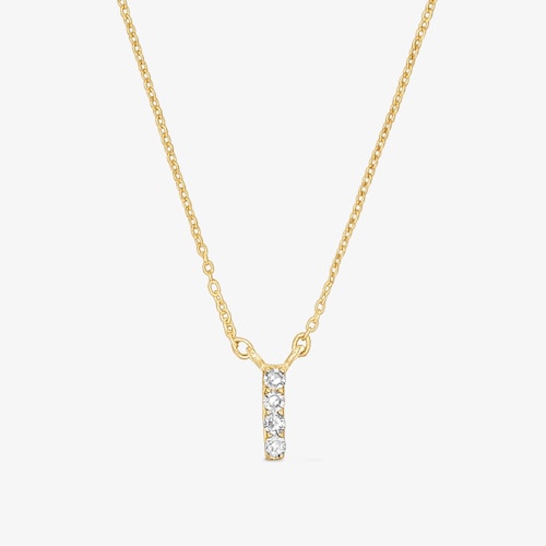 Collar corto de oro y 0,05 ct de diamantes letra I Alphabet