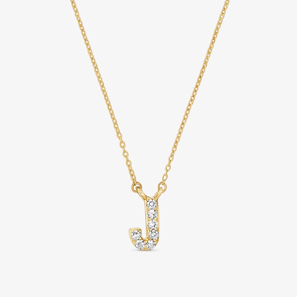 Kr&oacute;tki naszyjnik ze złota z literą J i diamentami 0,05&nbsp;ct Alphabet