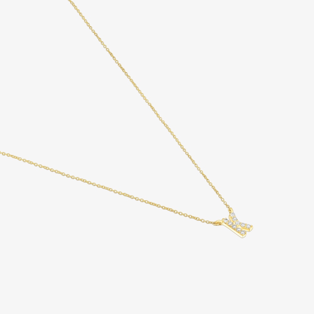 Kr&aacute;tky zlat&yacute; N&aacute;hrdeln&iacute;k s&nbsp;p&iacute;smenom K s&nbsp;0,05&nbsp;kt diamantmi Alphabet