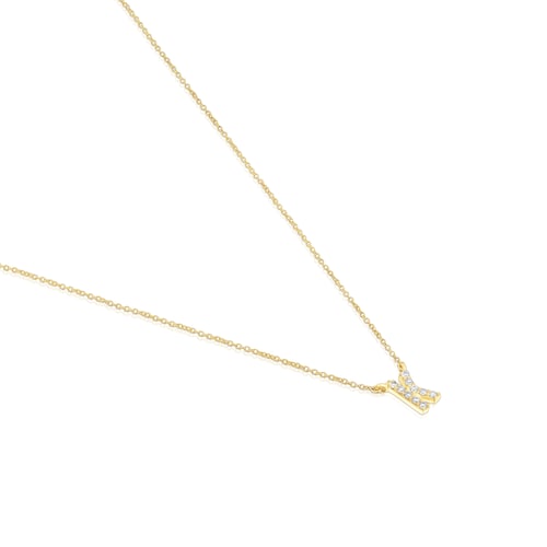 Krótki naszyjnik ze złota z literą K i diamentami 0,05 ct Alphabet