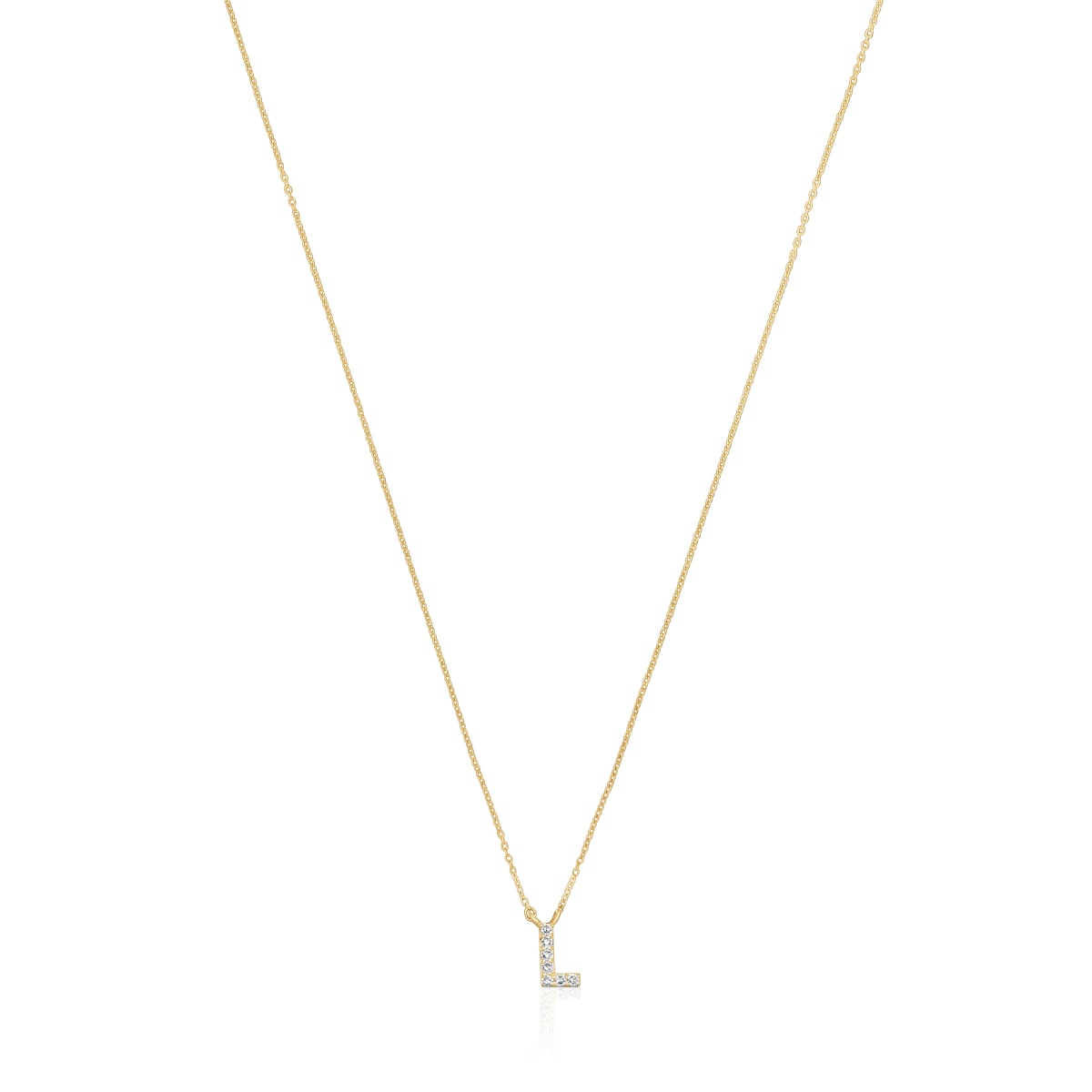 Short gold letter L Necklace with 0,05 ct diamonds Alphabet