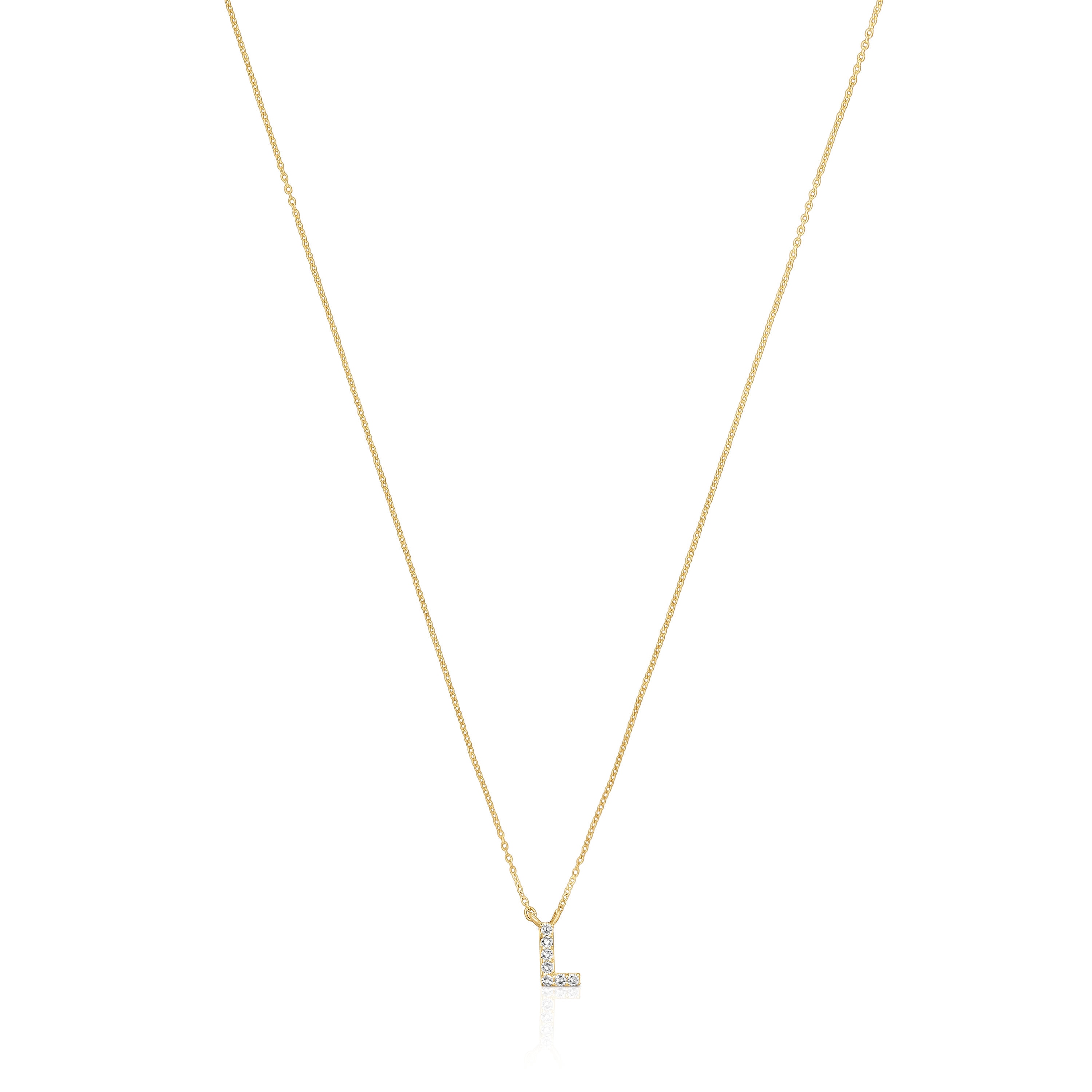 Short gold letter L Necklace with 0,05 ct diamonds Alphabet
