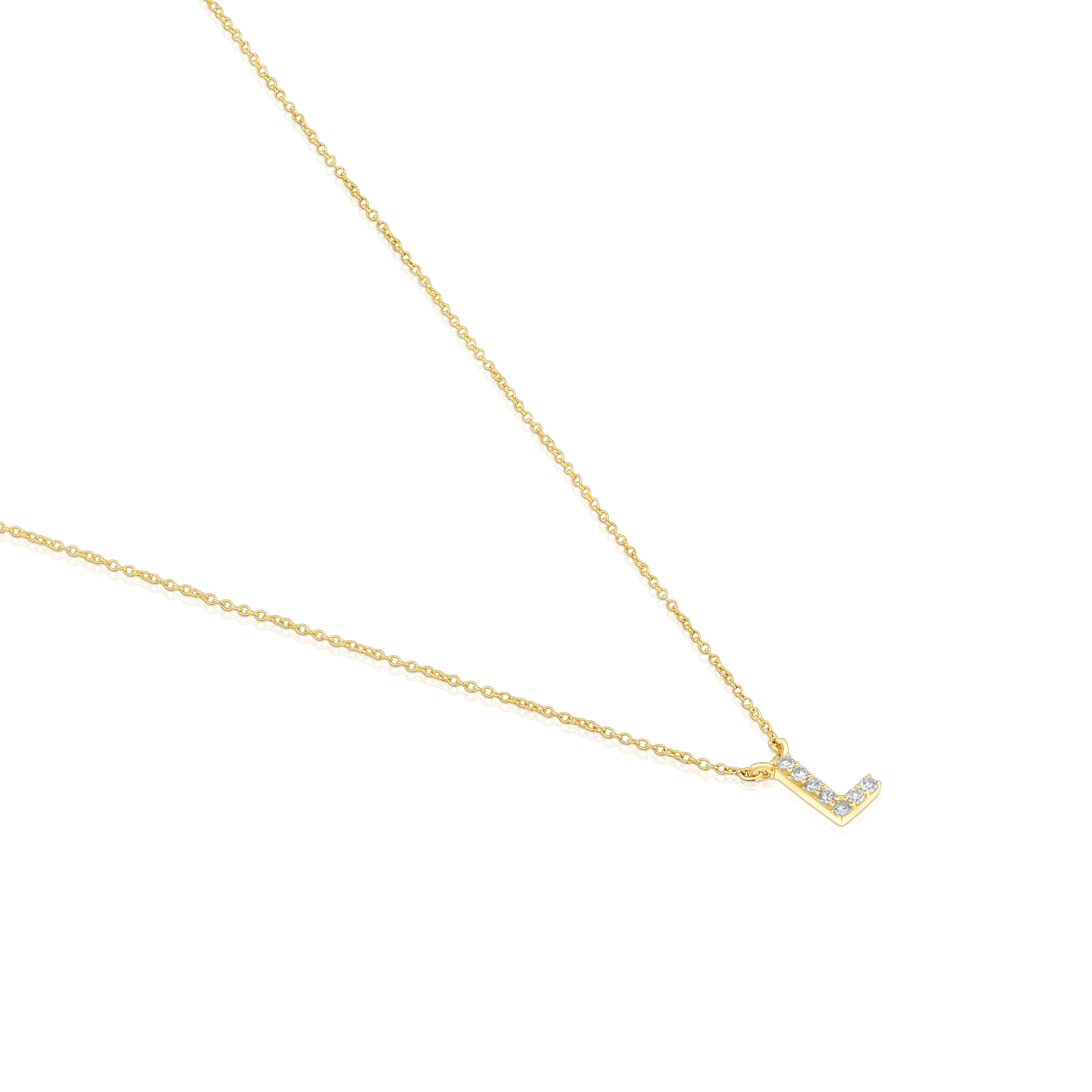 Short gold letter L Necklace with 0,05 ct diamonds Alphabet