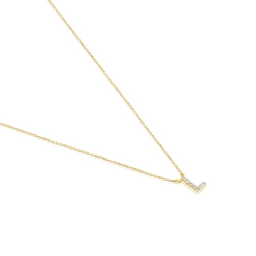 Collar corto de oro y 0,05 ct de diamantes letra L Alphabet
