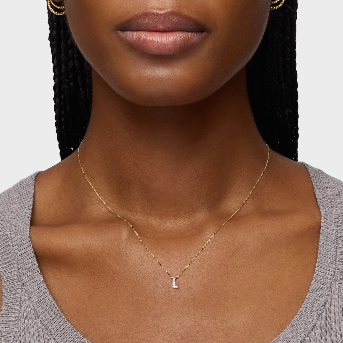 Short gold letter L Necklace with 0,05 ct diamonds Alphabet