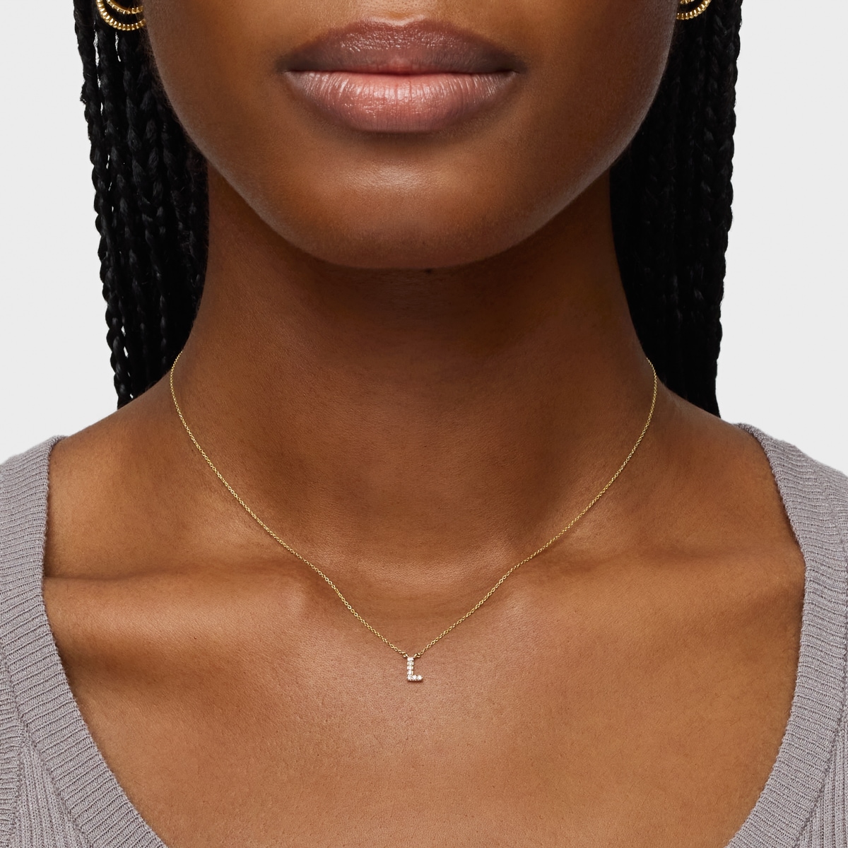 Short gold letter L Necklace with 0,05 ct diamonds Alphabet