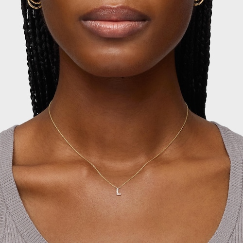 Collar corto de oro y 0,05 ct de diamantes letra L Alphabet