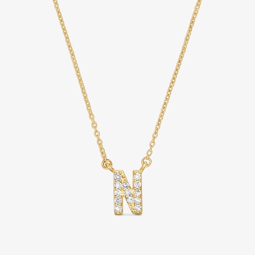 Collana corta in oro e diamanti da 0,05&nbsp;ct lettera N Alphabet