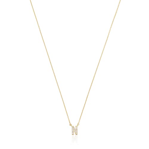 Collar corto de oro y 0,05 ct de diamantes letra N Alphabet
