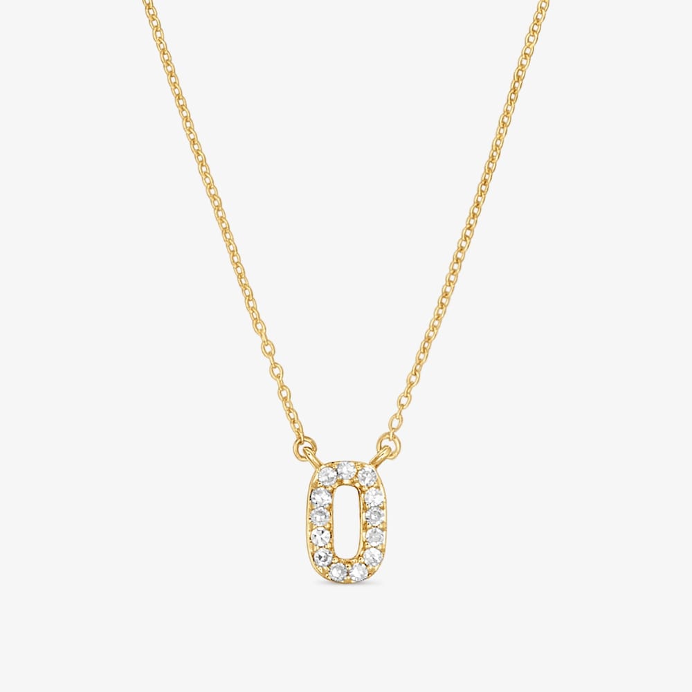 Collaret curt d'or i 0,05 ct de diamants lletra O Alphabet