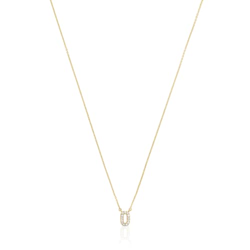 Collar corto de oro y 0,05 ct de diamantes letra O Alphabet
